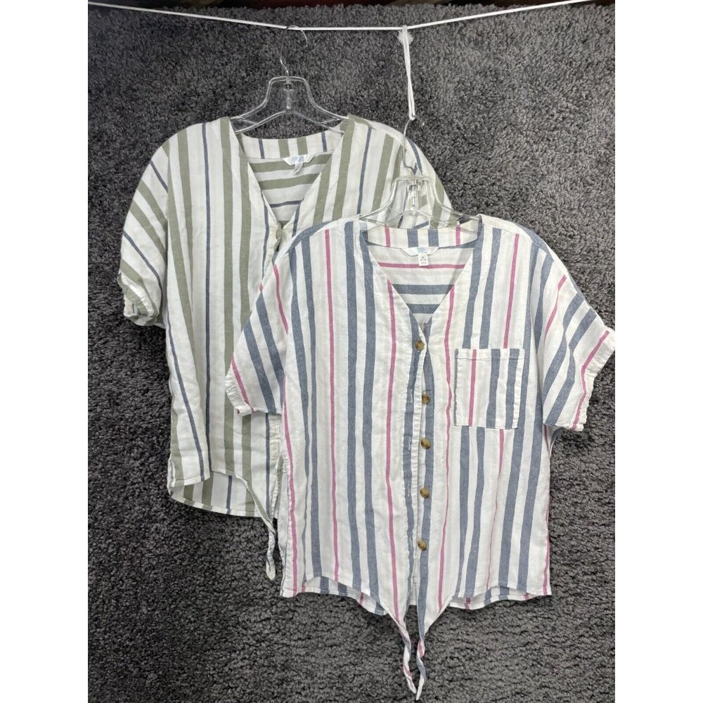 Time and Tru Shirts Women's M (8-10) Kimono Sleeves Knotted Hem Tops - Lot of 2